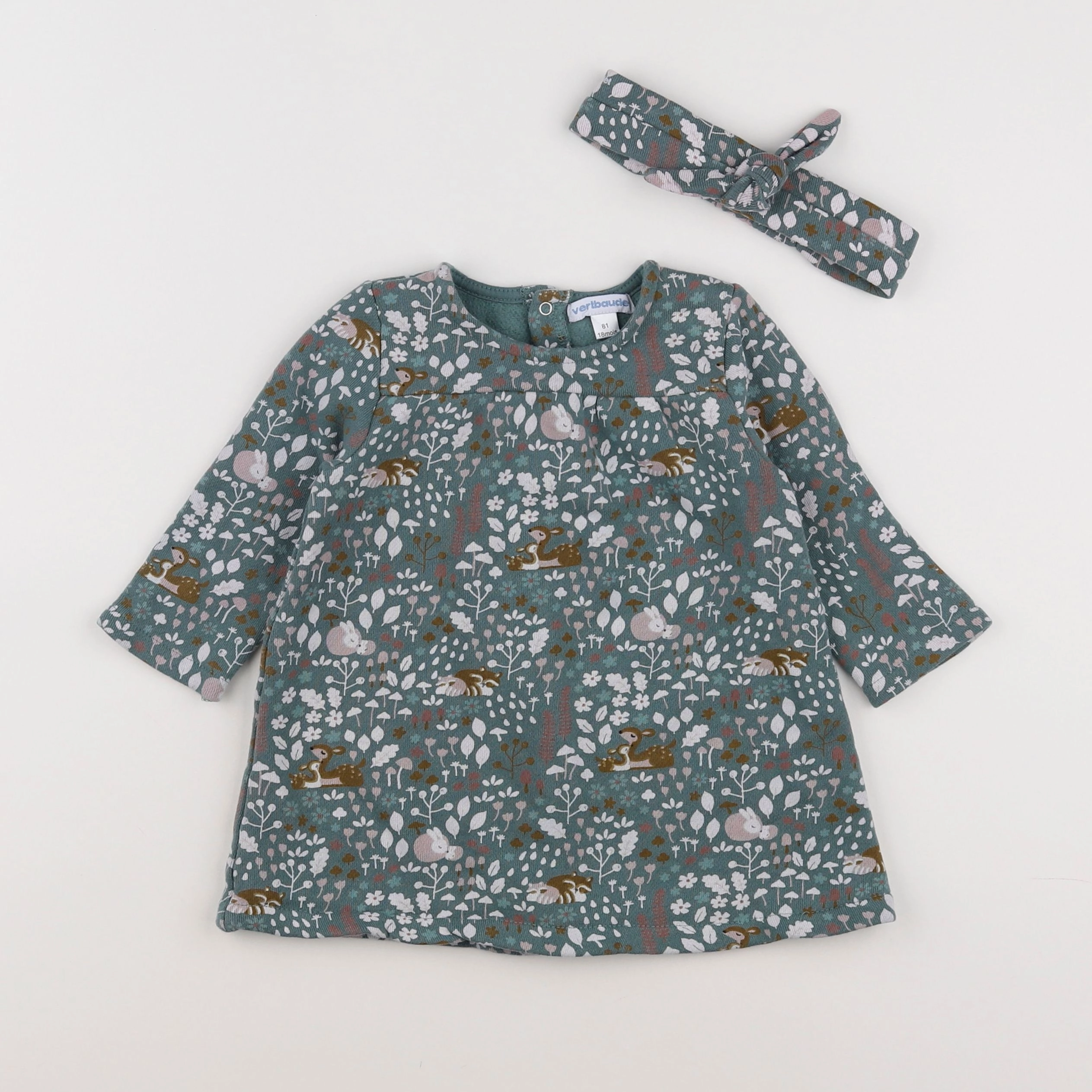 Vertbaudet - robe vert, multicolore - 18 mois